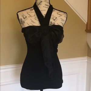 NWT BLACK HALTER w/satin bow